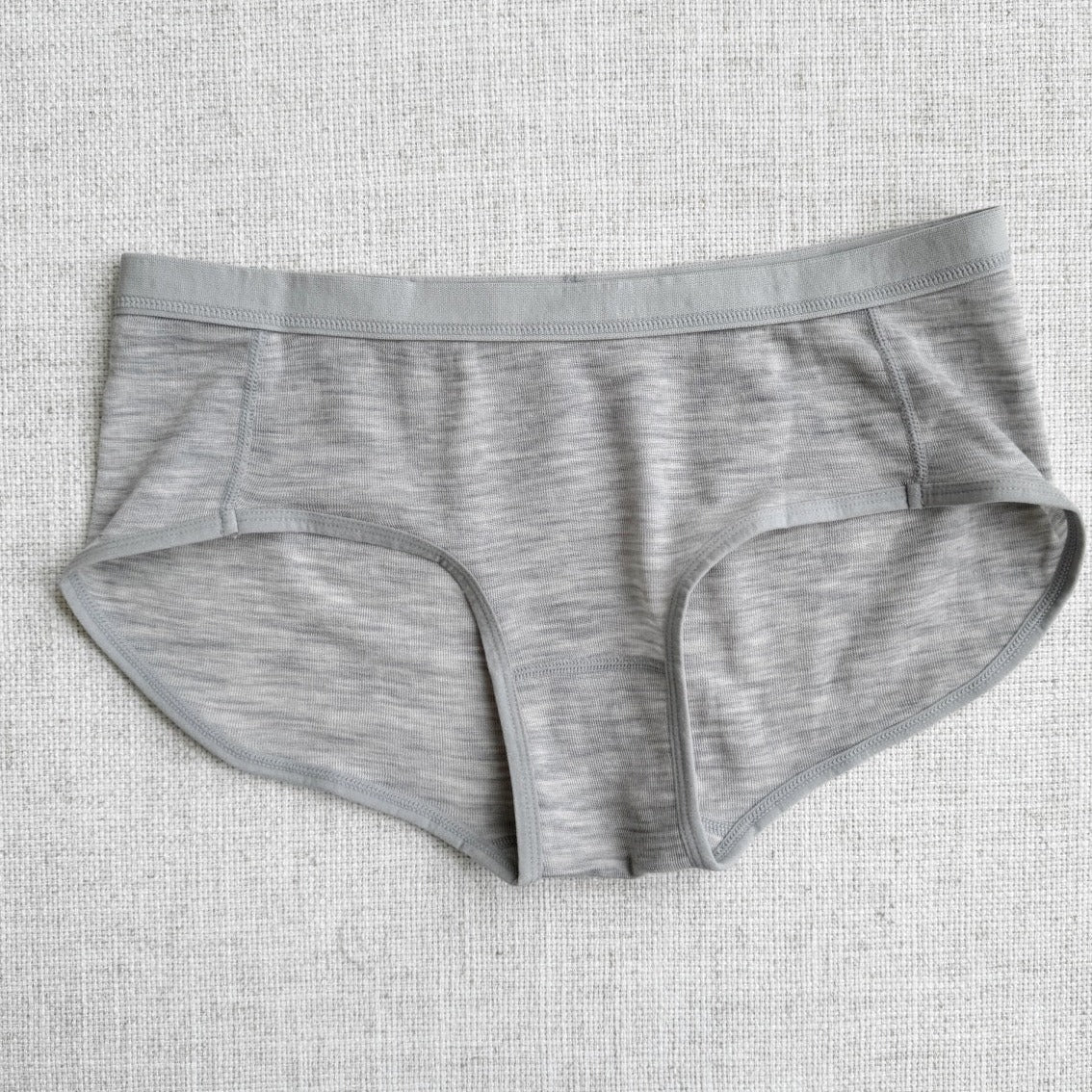 grey merino wool underwear for women, made in Canada merino wool boyshorts