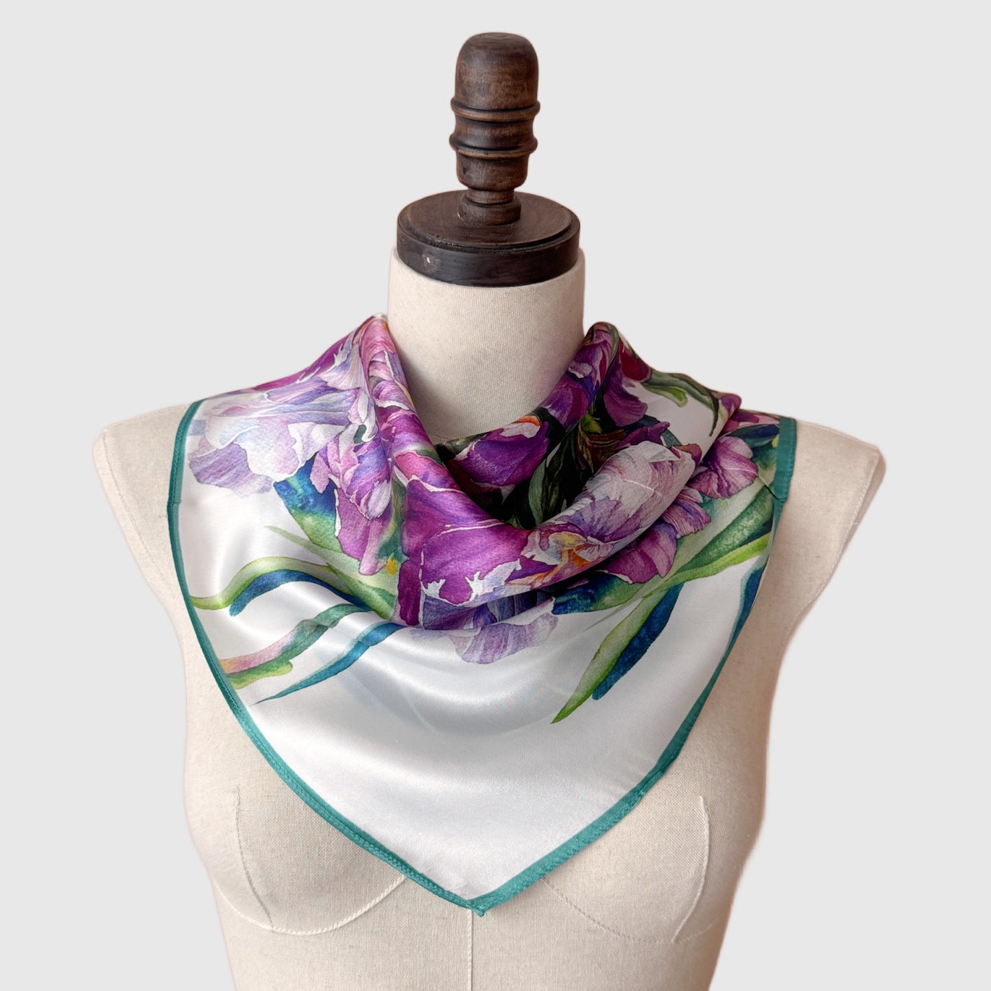 Irises Floral Silk Neck Scarf | Silk Summer Neck Tie