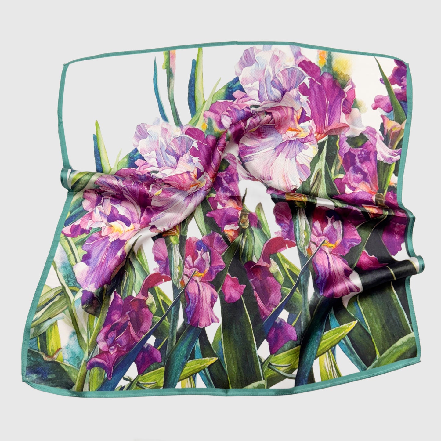 Irises Floral Silk Neck Scarf | Silk Summer Neck Tie