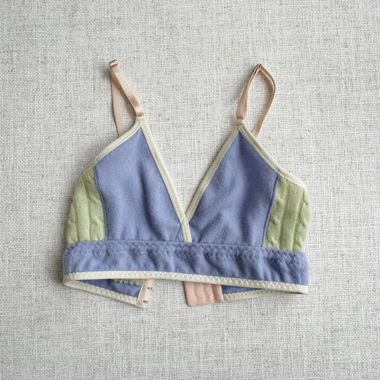 Embrace the elegance and comfort of Econica's Light Blue and Mint long cashmere bra top. Handcrafted in Canada with the finest cashmere, this bra top is a luxurious addition to any wardrobe.