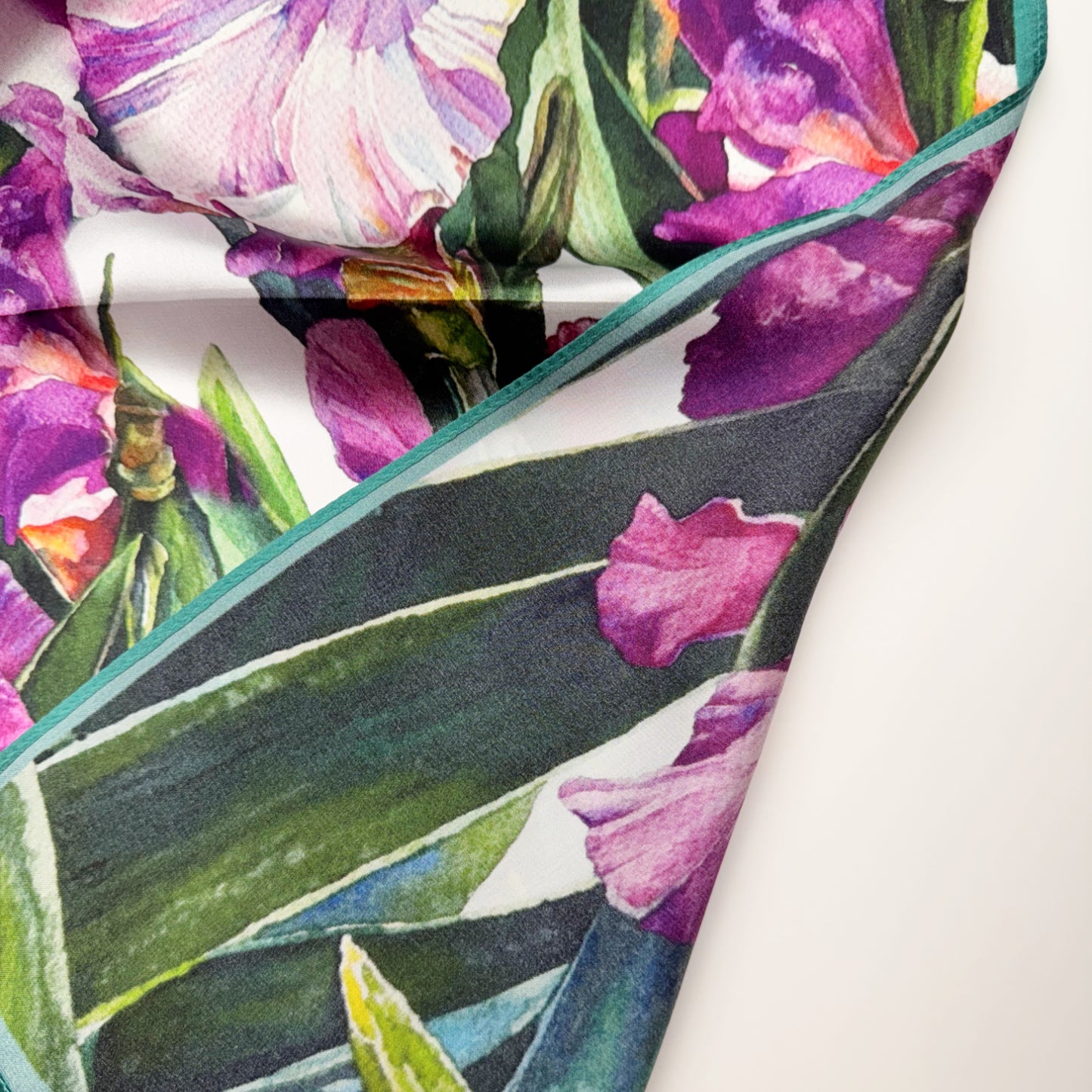 Irises Floral Silk Neck Scarf | Silk Summer Neck Tie