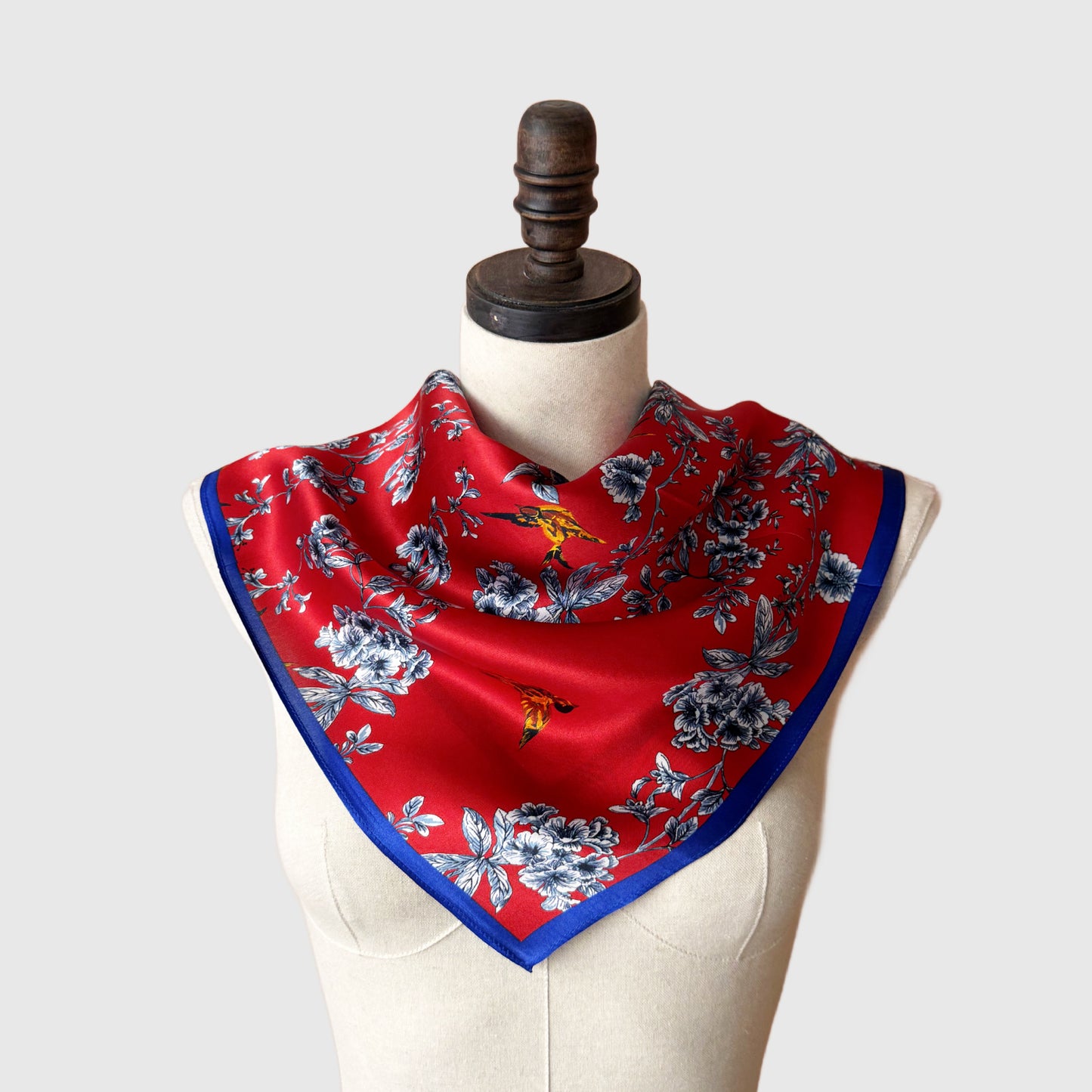 Red and Blue Silk Neck Scarf | Silk Summer Neck Wrap