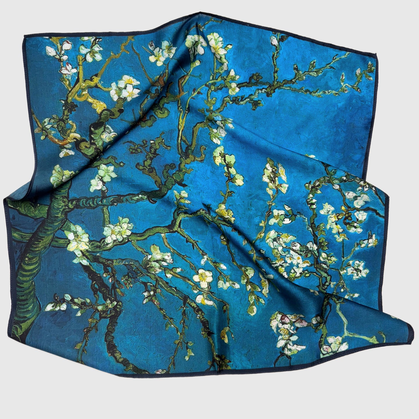 Teal Peacock Silk Neck Scarf | Silk Bandana Neck Wrap