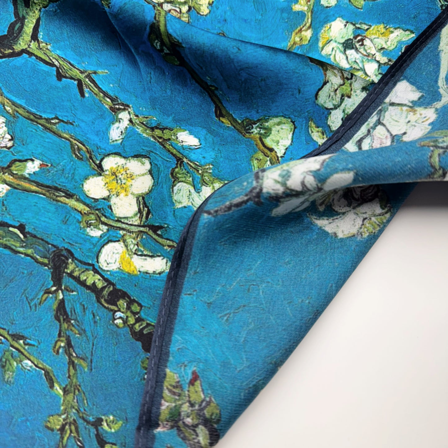 Teal Peacock Silk Neck Scarf | Silk Bandana Neck Wrap