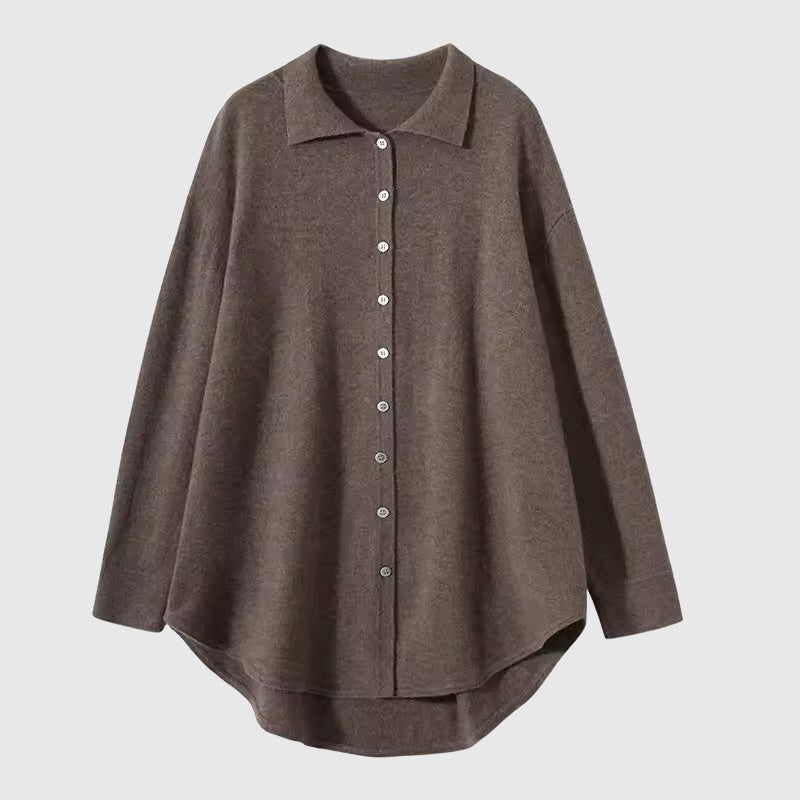 Cashmere Button-up Cardigan Shirt | Women’s cashmere knitwear