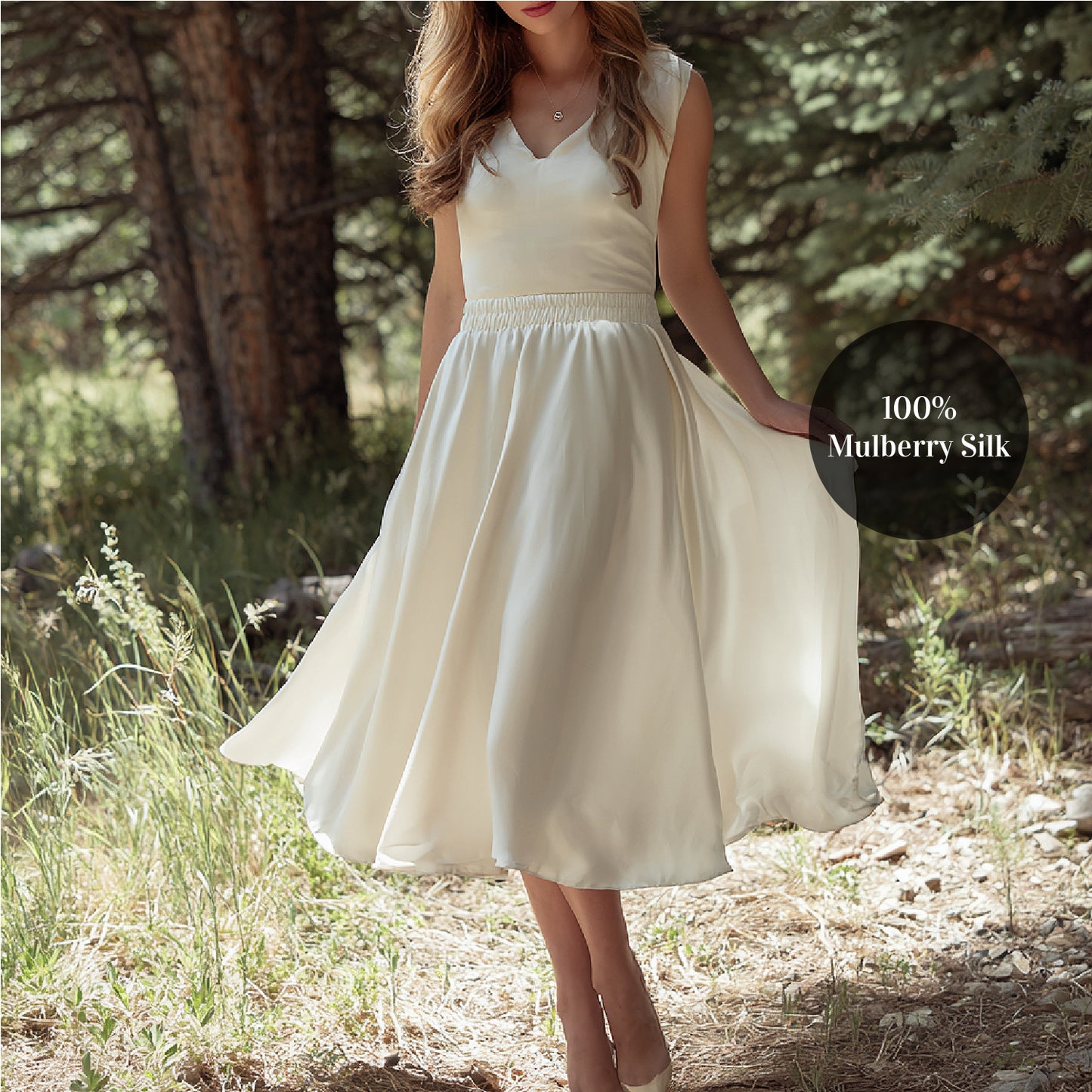 Long flare silk skirt | Summer skirt in natural silk