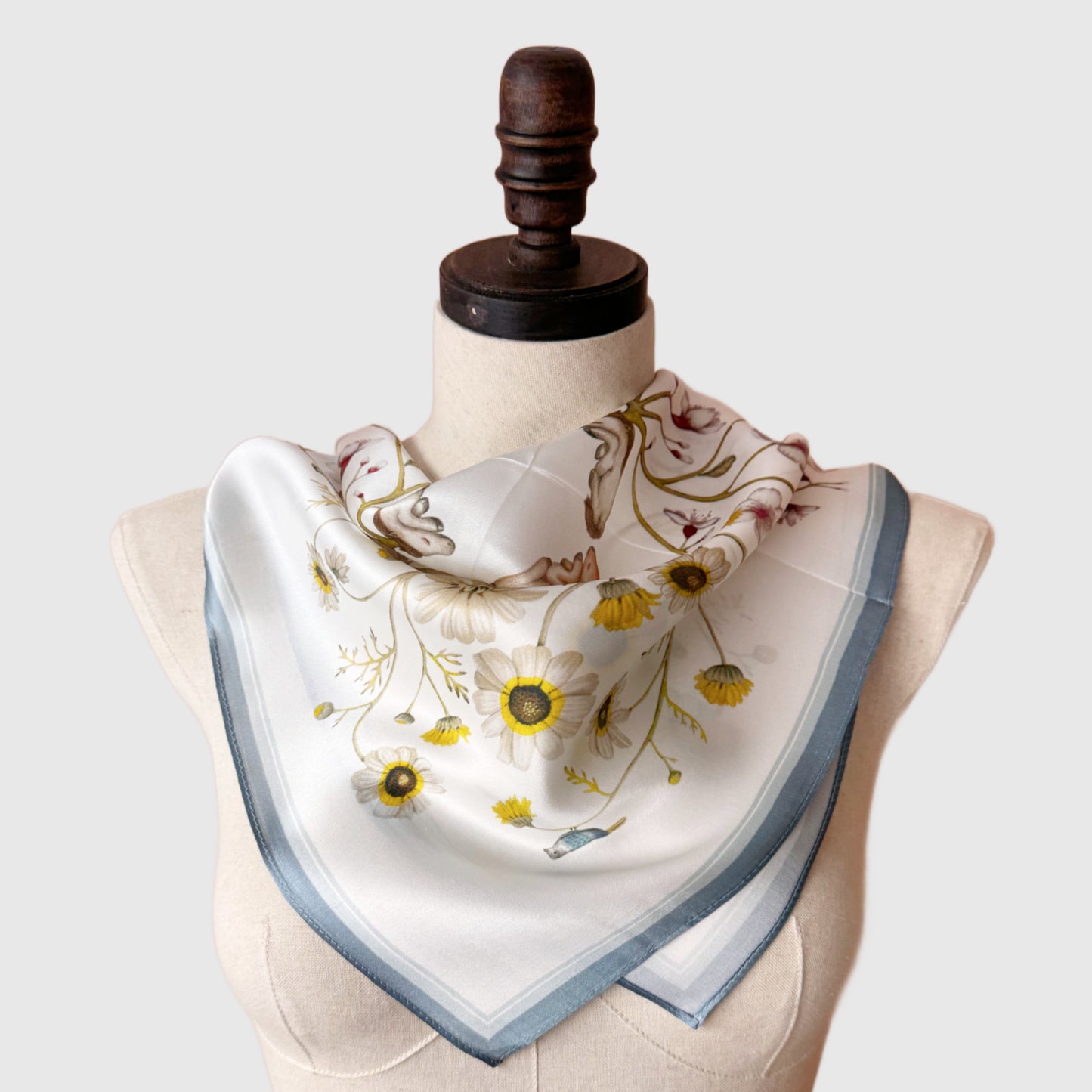 Woodland Floral Silk Neck Scarf | Silk Bandana Neck Wrap