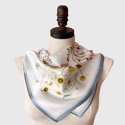 Woodland Floral Silk Neck Scarf | Silk Bandana Neck Wrap