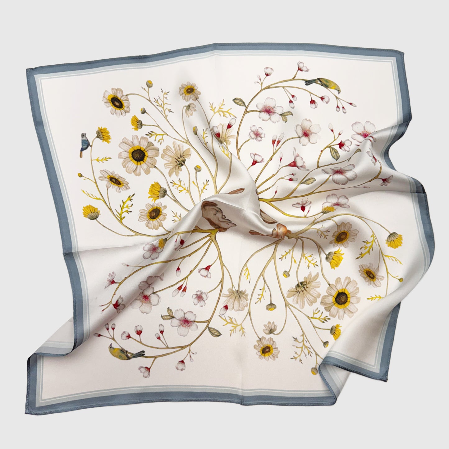 Woodland Floral Silk Neck Scarf | Silk Bandana Neck Wrap