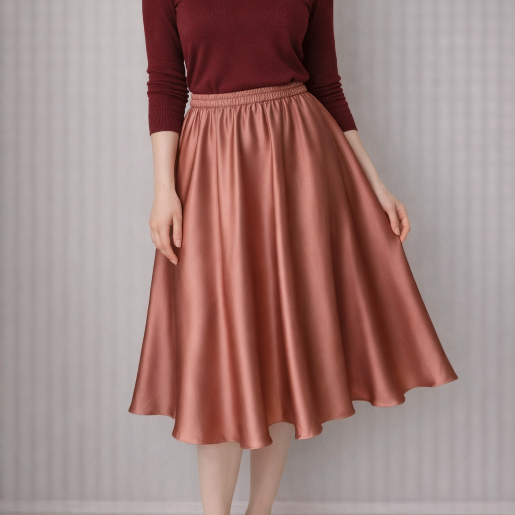 Flare silk skirt | Below knee skirt in 100% Mulberry Silk
