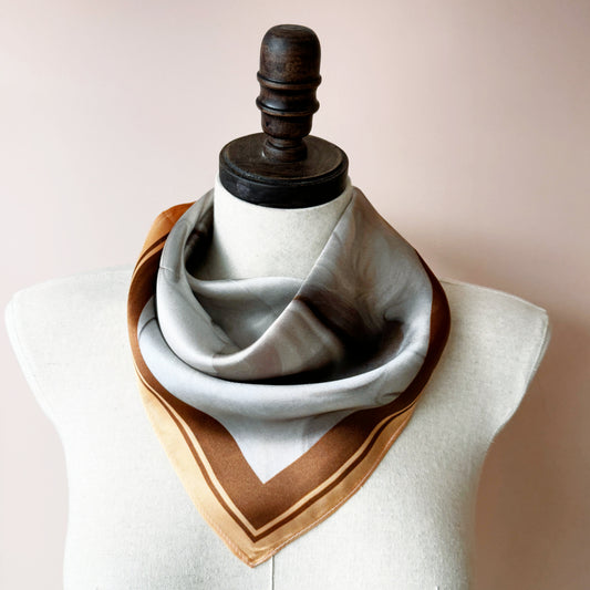 taupe grey Pure Silk Wrap, Authentic Silk Navy Burgundy Headband, Silk Kerchief, Silk Hair Wrap, Contemporary Silk Shawl | | Blossom of Eden by Econica