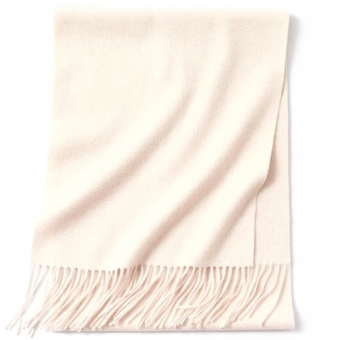off white lambs wool scarf | long wool winter scarf