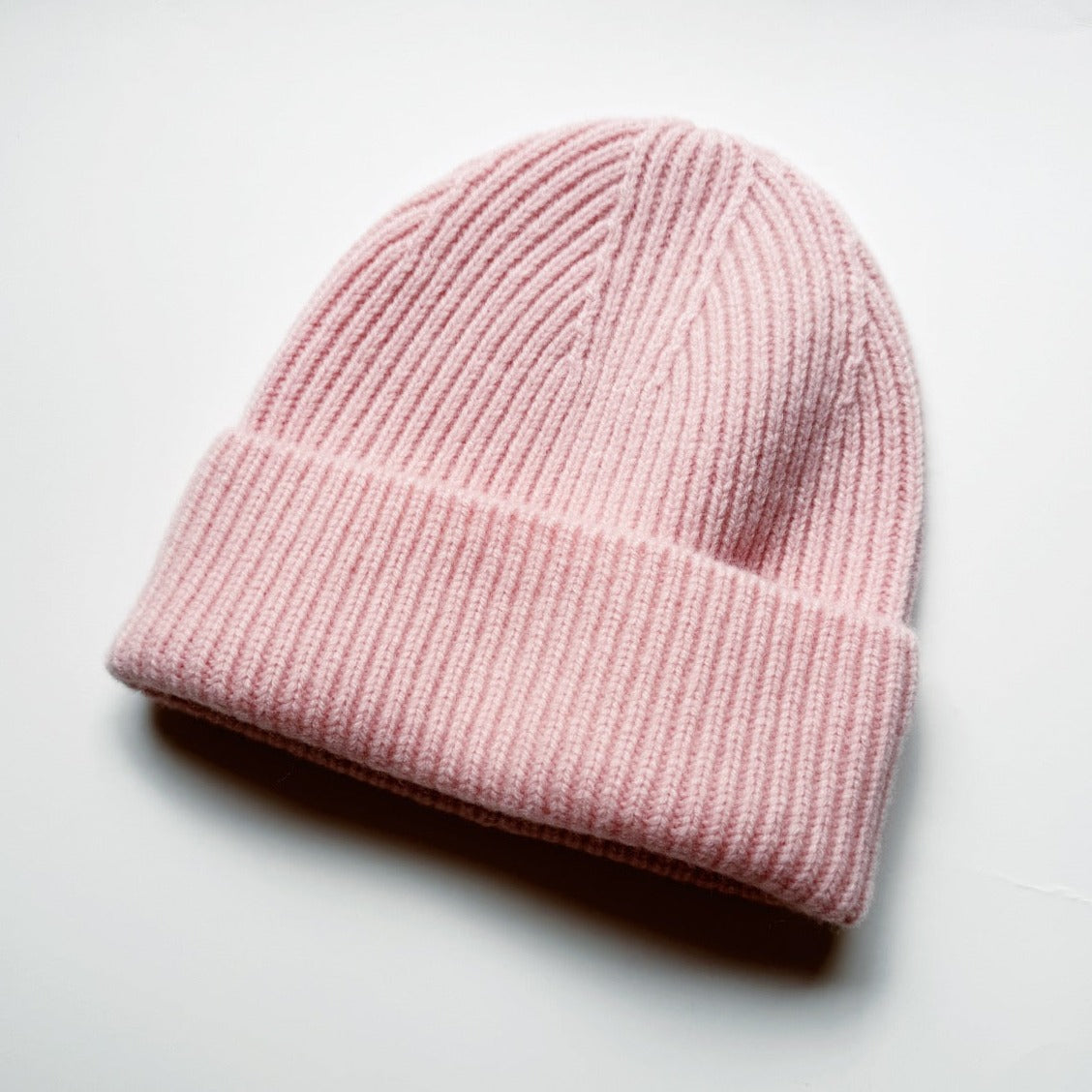 soft pink wool beanie