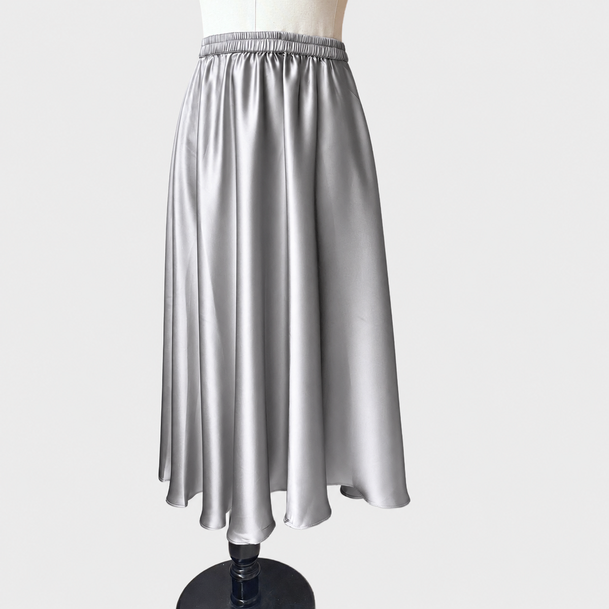 Flared Long silk skirt | Cinched mulberry silk skirt