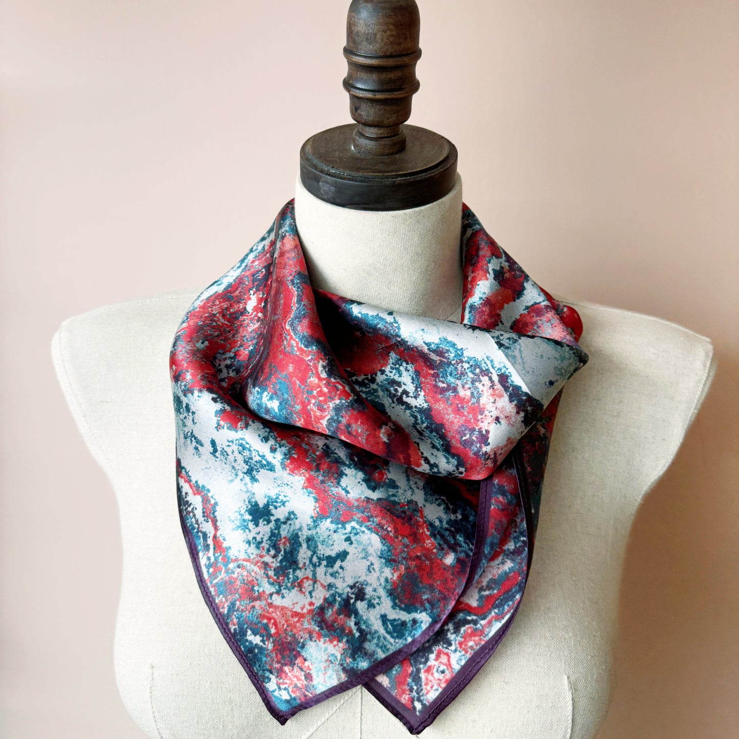 Contemporary Pure Silk Wrap, Authentic Silk Navy Burgundy Headband, Silk Kerchief, Silk Hair Wrap, Contemporary Silk Shawl | | Blossom of Eden by Econica