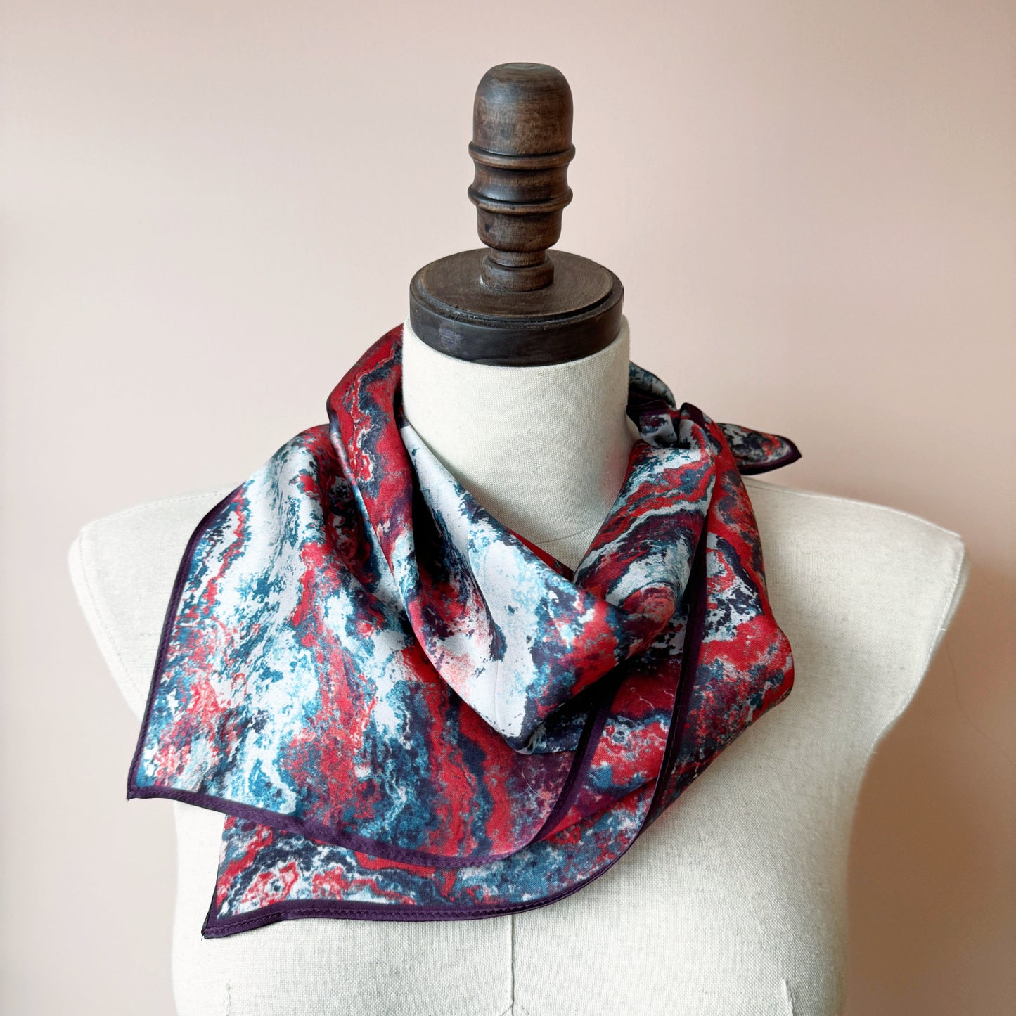 Beautiful Pure Silk Wrap, Authentic Silk Navy Burgundy Headband, Silk Kerchief, Silk Hair Wrap, Contemporary Silk Shawl | | Blossom of Eden by Econica