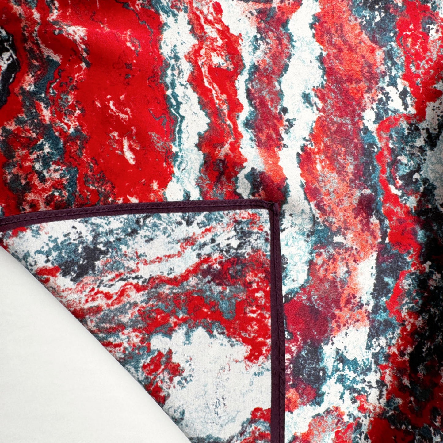 Red and grey Pure Silk Wrap, Authentic Silk Navy Burgundy Headband, Silk Kerchief, Silk Hair Wrap, Contemporary Silk Shawl | | Blossom of Eden by Econica
