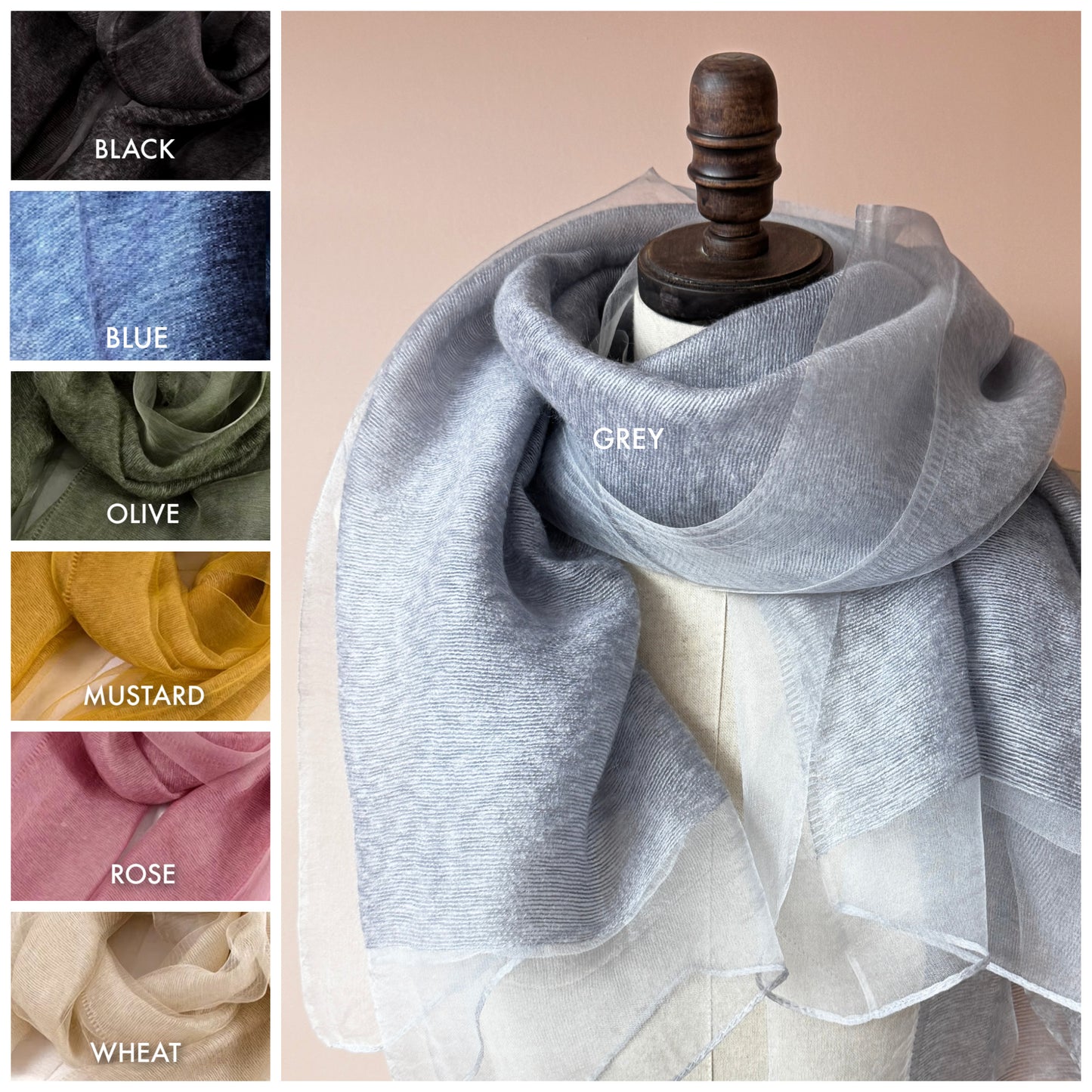 Silk Wool Scarf Wrap | 7 Colors