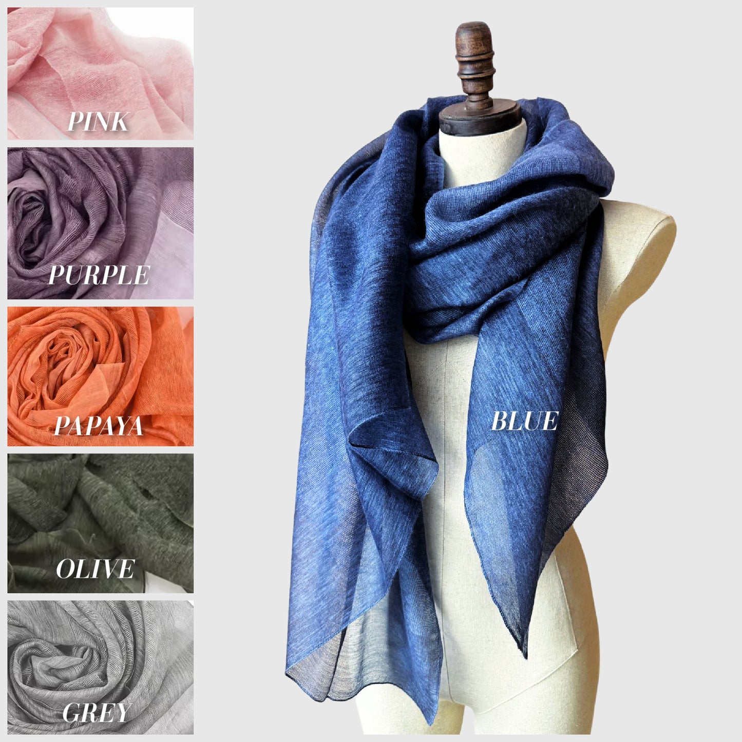 Light Silk Wool Shawl Wrap | 5 Colors