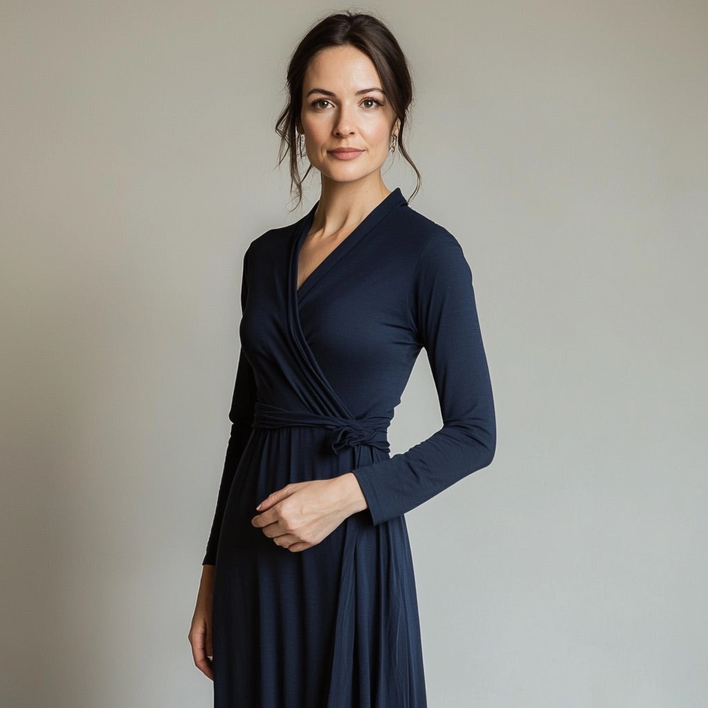 Classic wrap dress with long sleeves