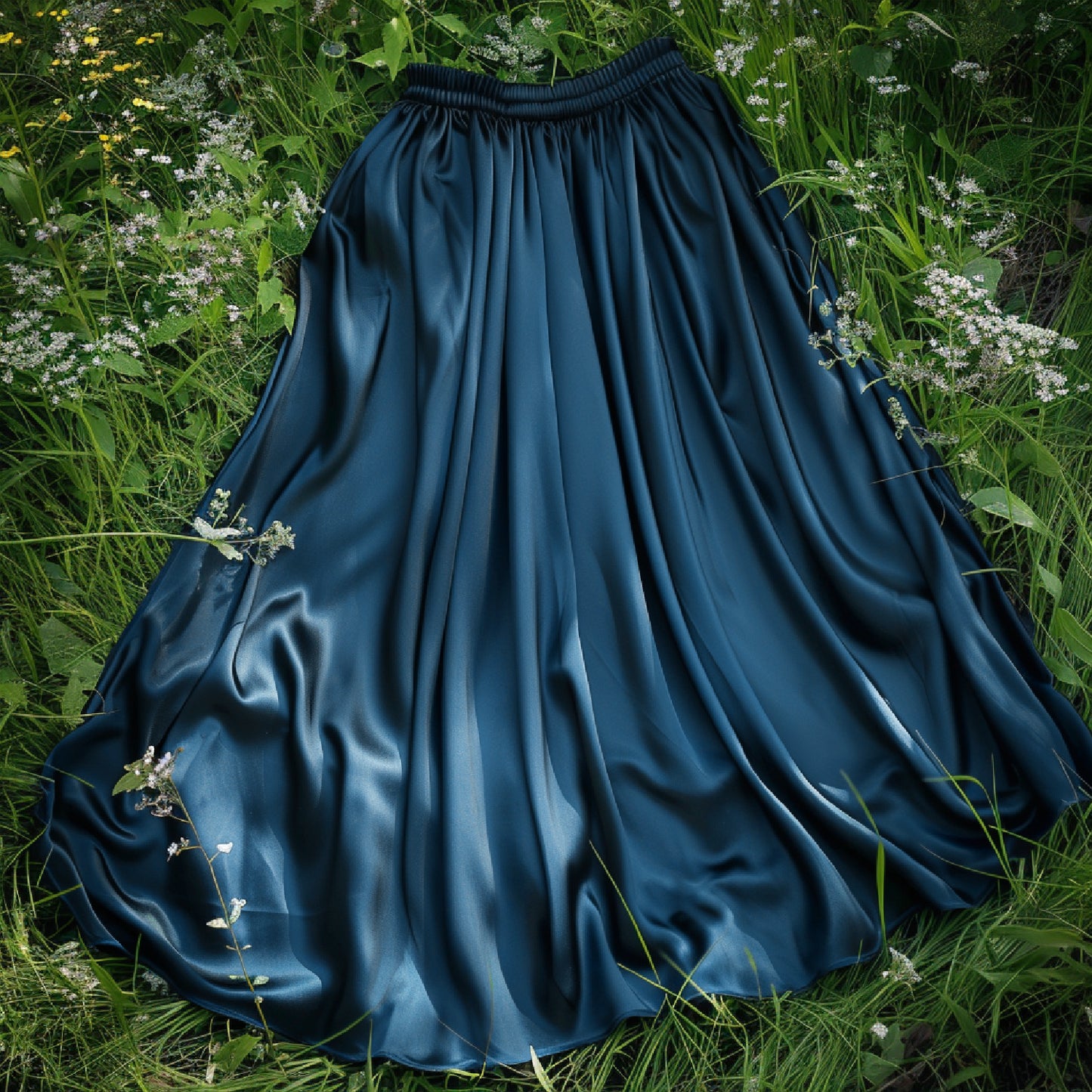 Long flare silk skirt | Summer skirt in natural silk
