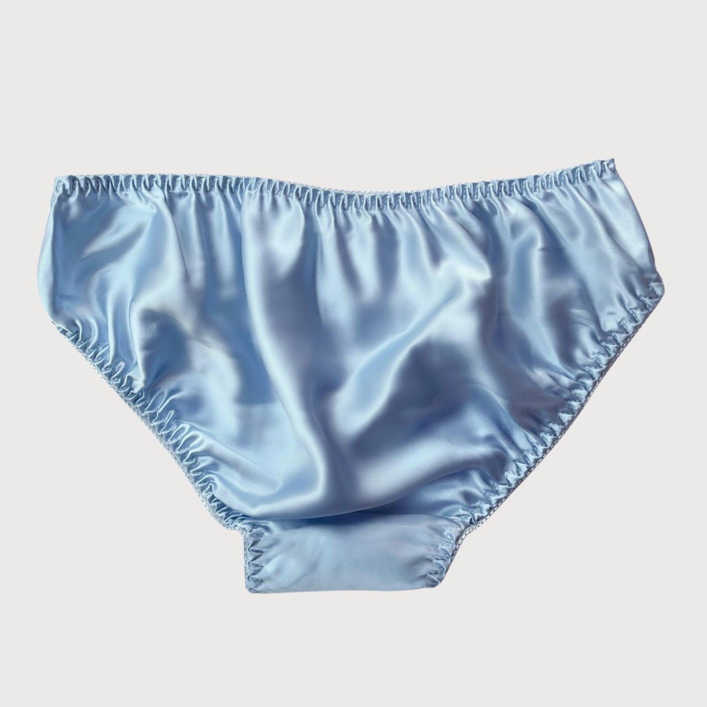 Blue Mulberry Silk bikini brief with scalloped lace | Silk LIngerie