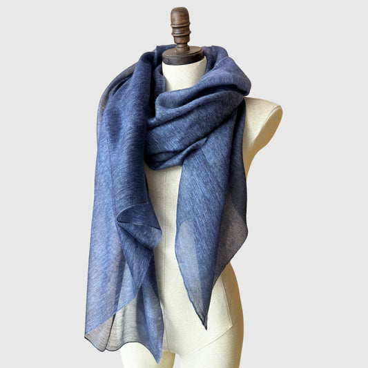 blue silk wool scarf