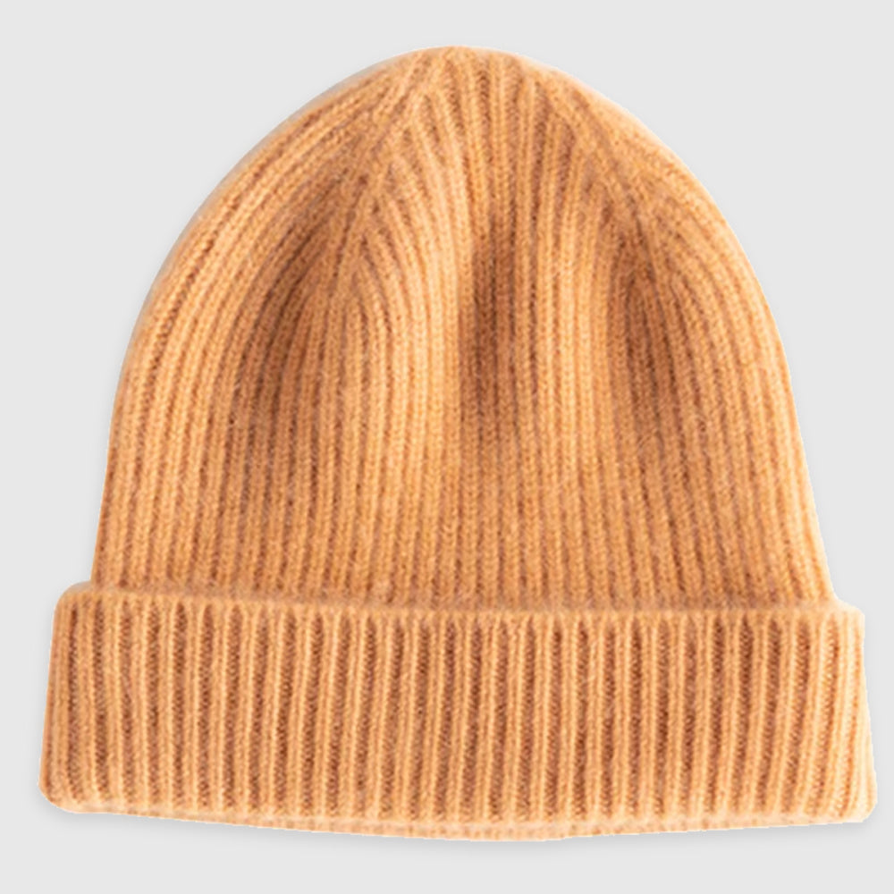 Cashmere beanie hat with folded hem | 6 colors