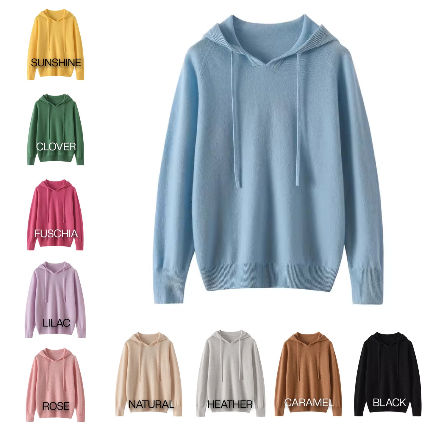 Light Cashmere summer hoodie | 15 Colors