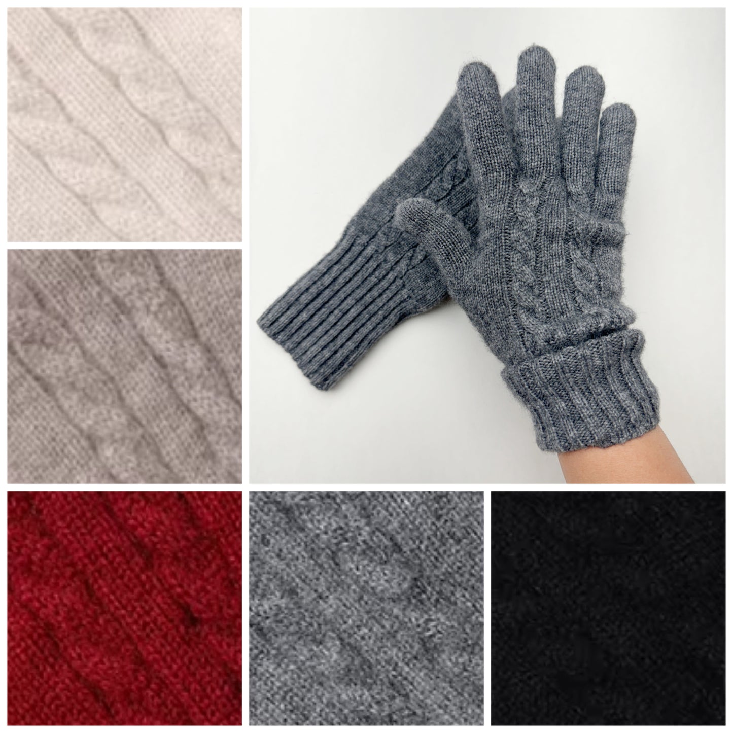 cashmere merino wool cable knit gloves
