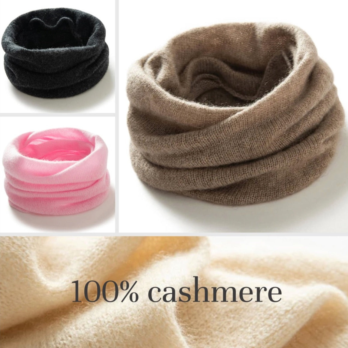 100% cashmere neck warmer, shop Canada cashmere clothes, scarves, shawls