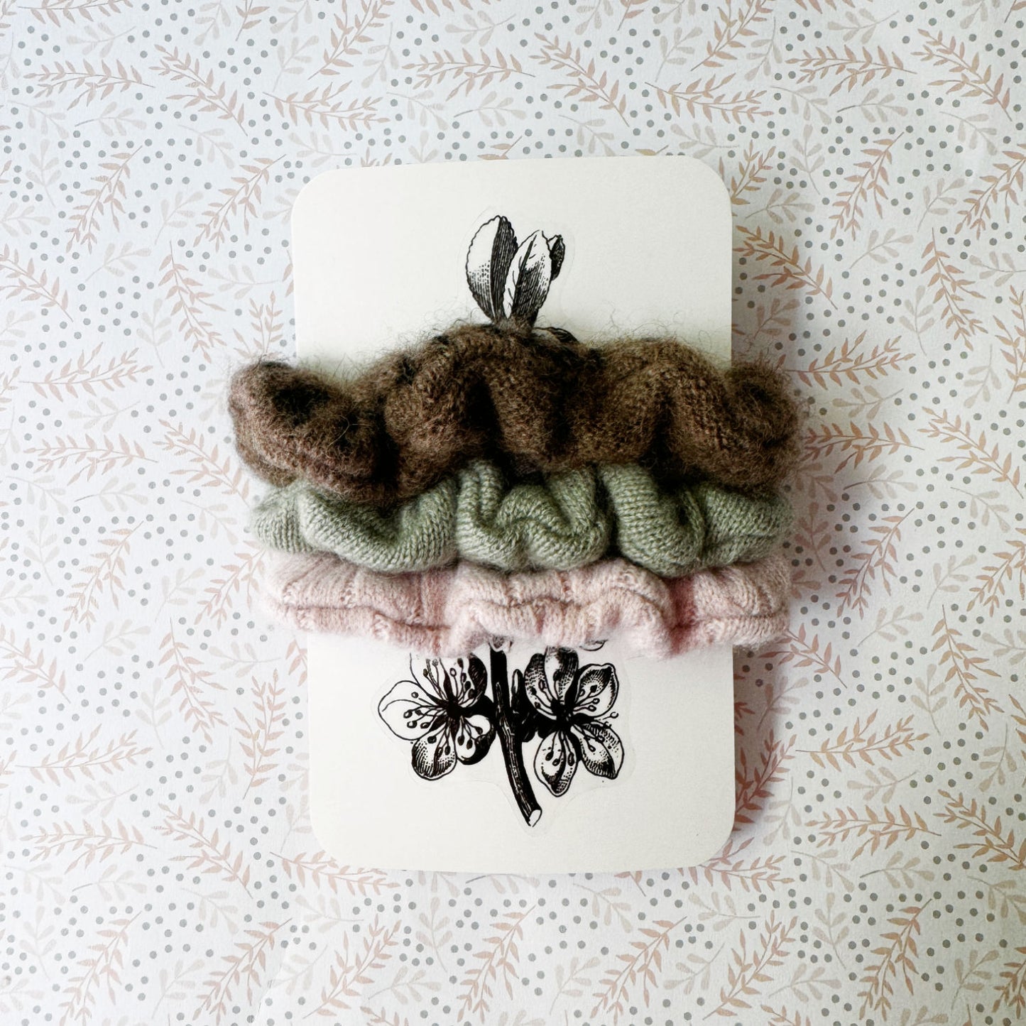 100% Cashmere scarunchies, handmade in Canada hair accessories for fragile hair