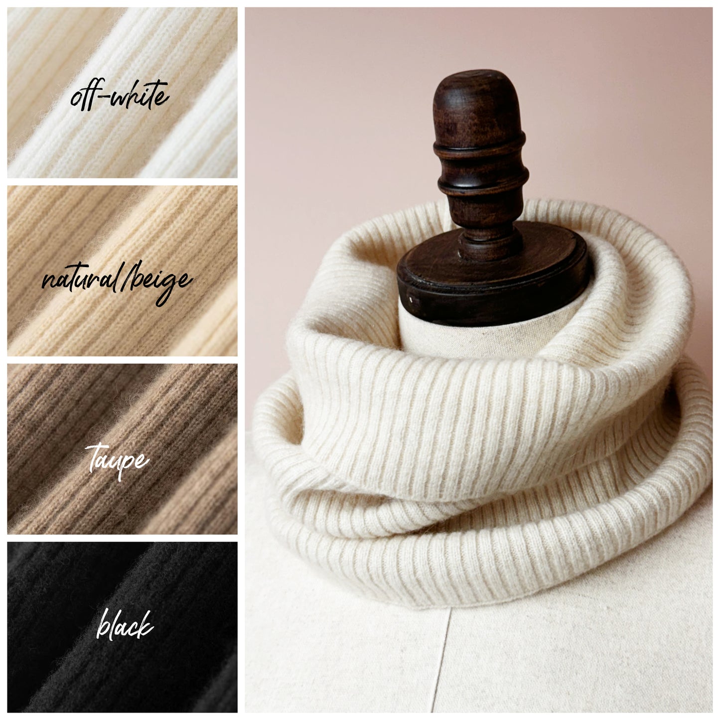 Slouchy cashmere neck warmer cowl | Cashmere Infinity Scarf | 4 Colors