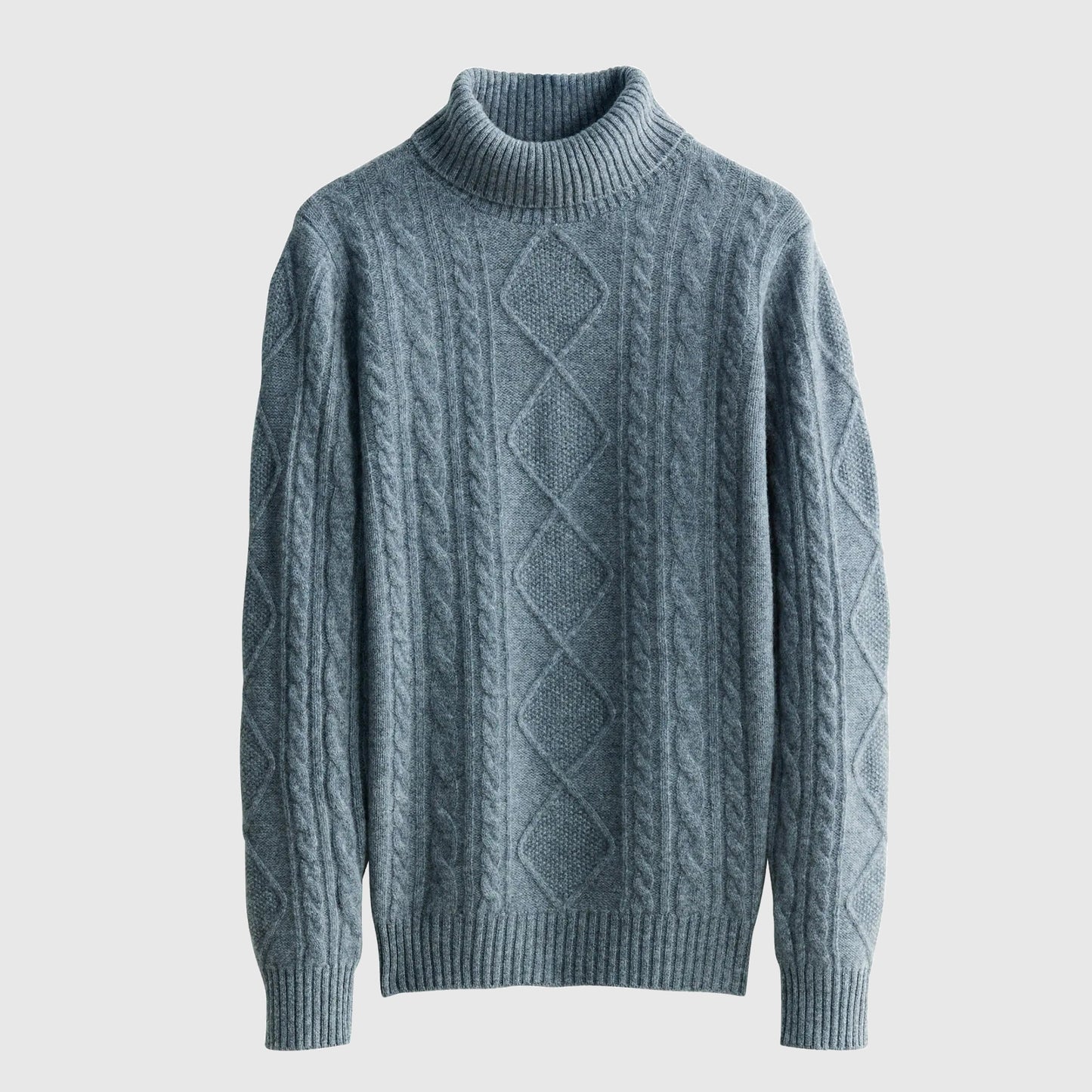 grey merino wool cable knit sweater