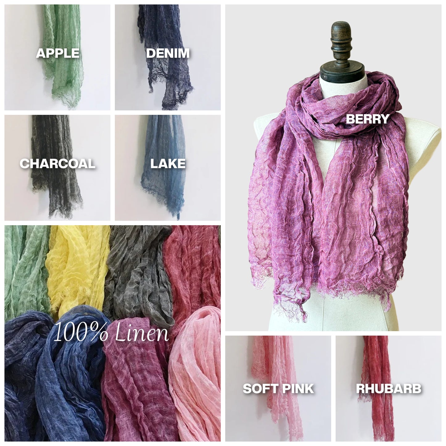 Summer Linen Scarf | 7 Colors Limited Edition | Linen scarves and shawls by Econica