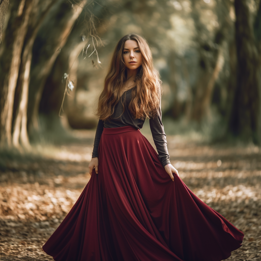 very long flare skirt