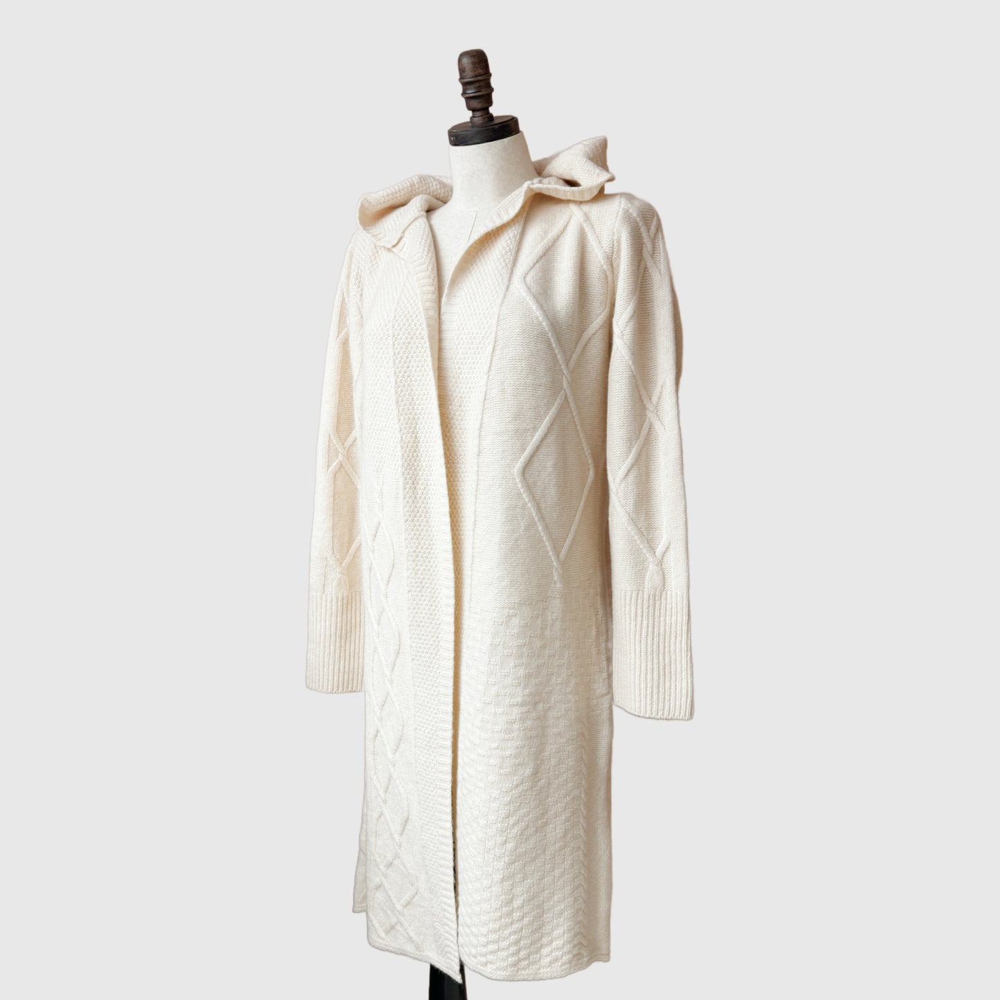 Natural merino wool long cardigan | Women's wool knitwear