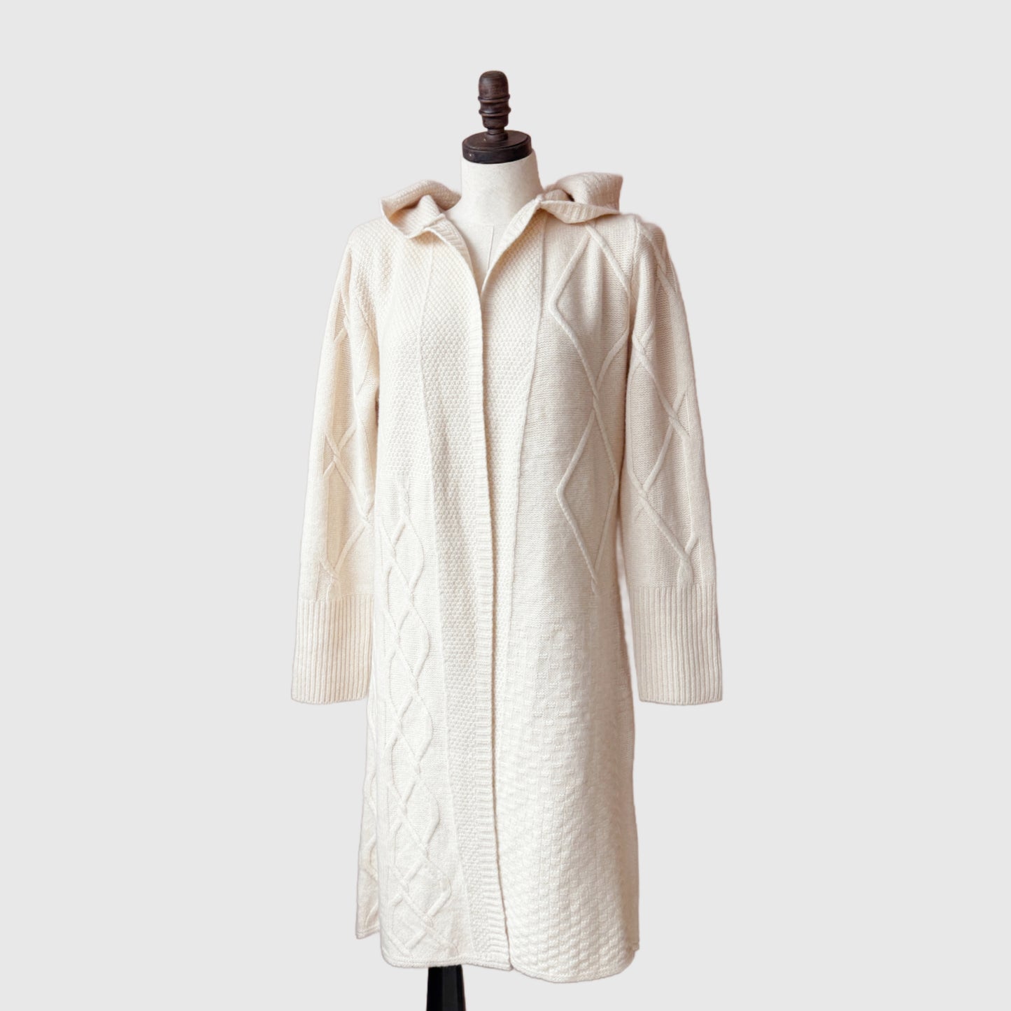 Natural merino wool long cardigan | Women's wool knitwear
