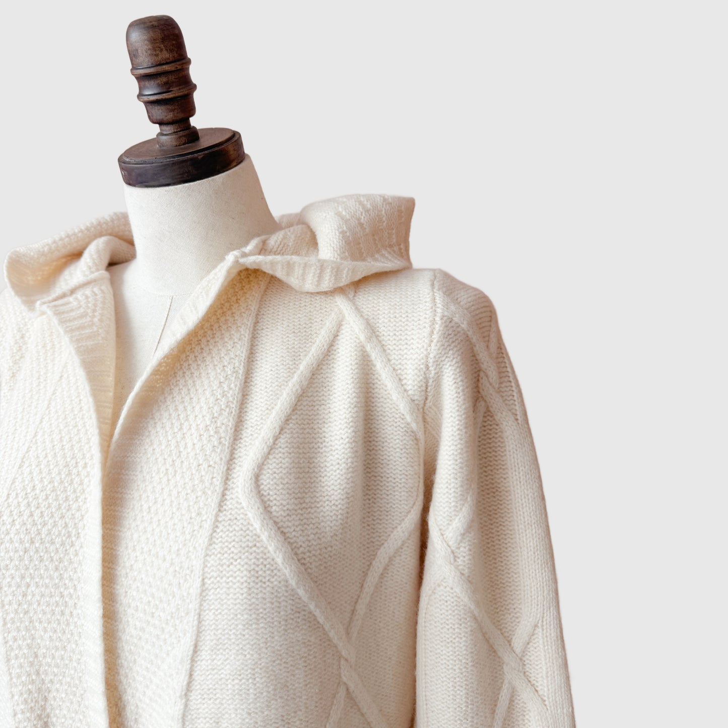 Natural merino wool long cardigan | Women's wool knitwear