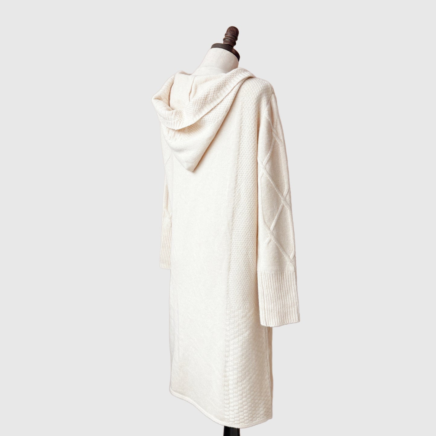 Natural merino wool long cardigan | Women's wool knitwear