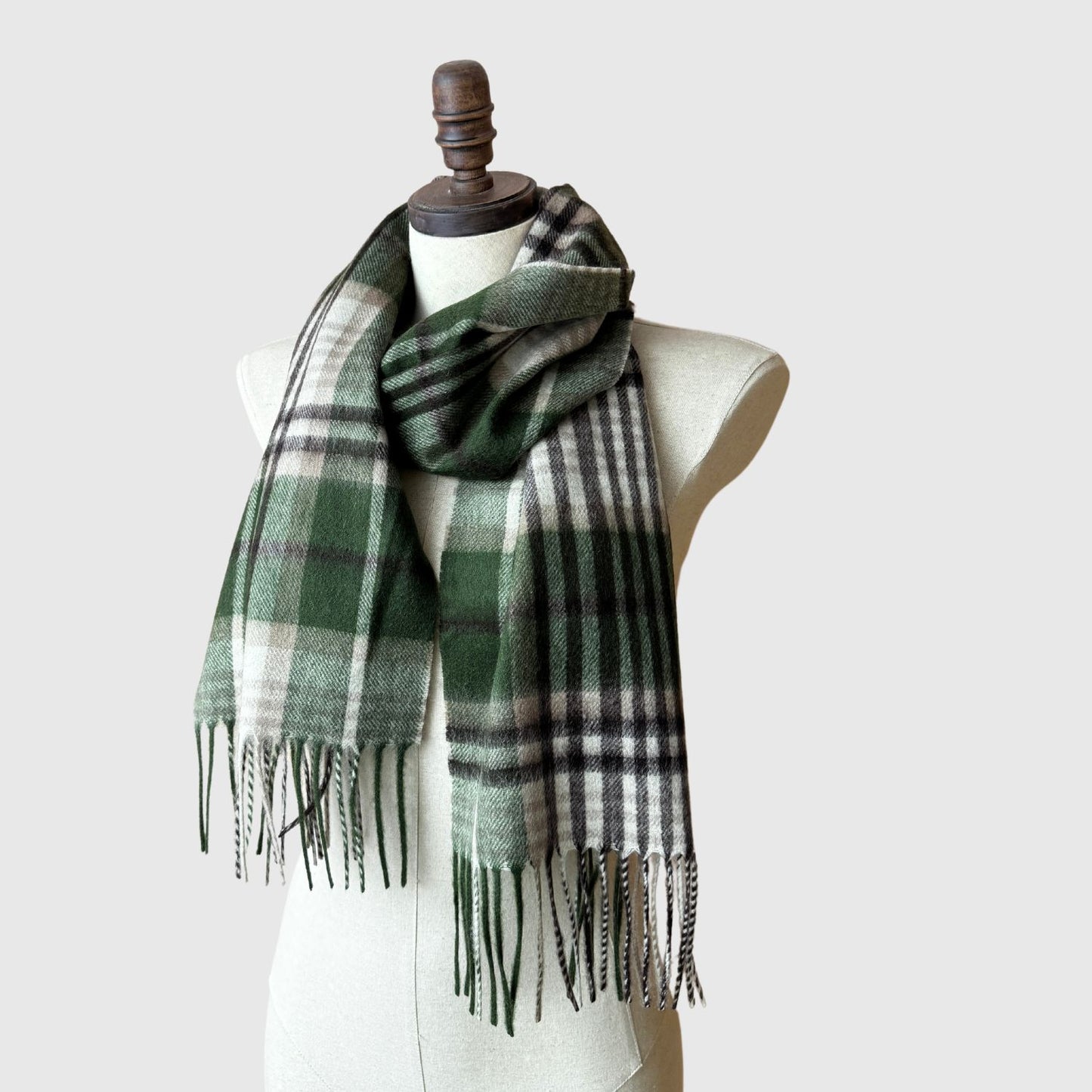 Plaid lambswool winter scarf
