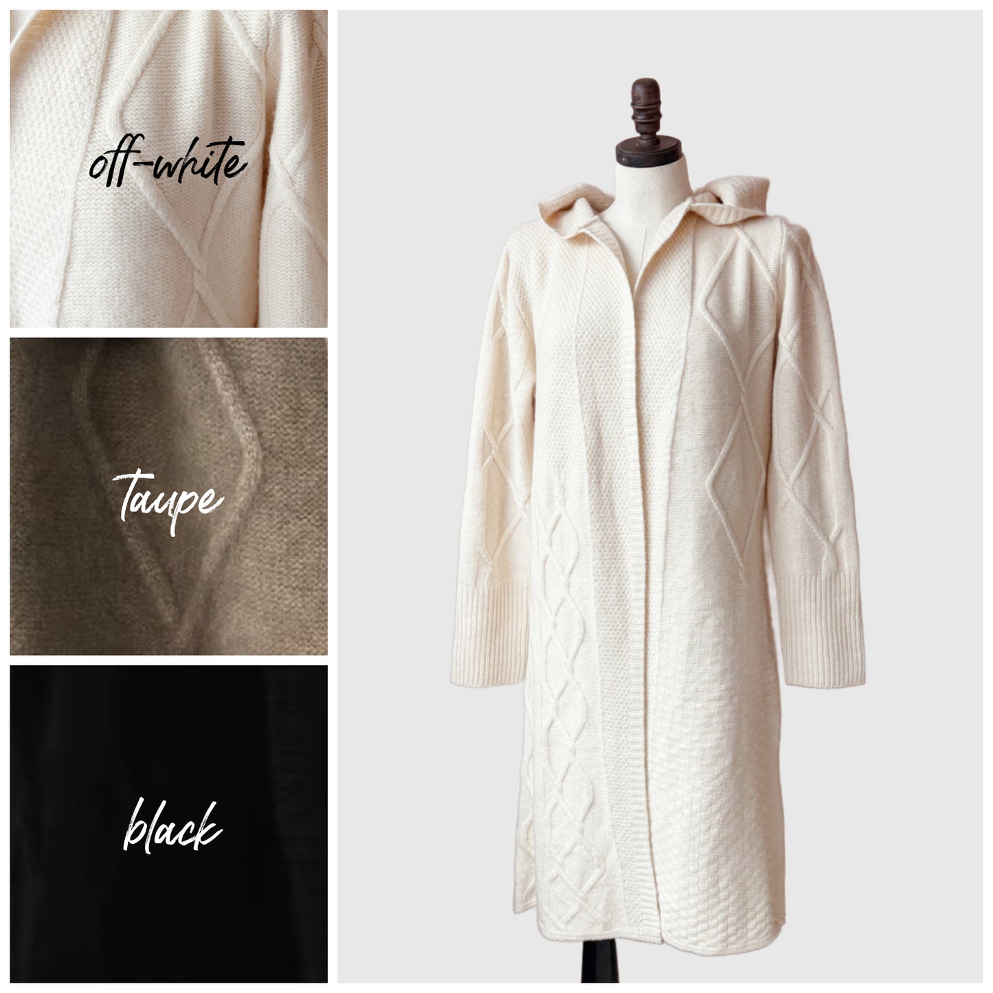 Natural merino wool long cardigan | Women's wool knitwear