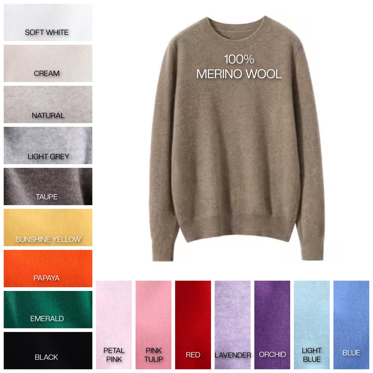 Crewneck Merino wool knit top | 16 Colors | Women’s knitwear