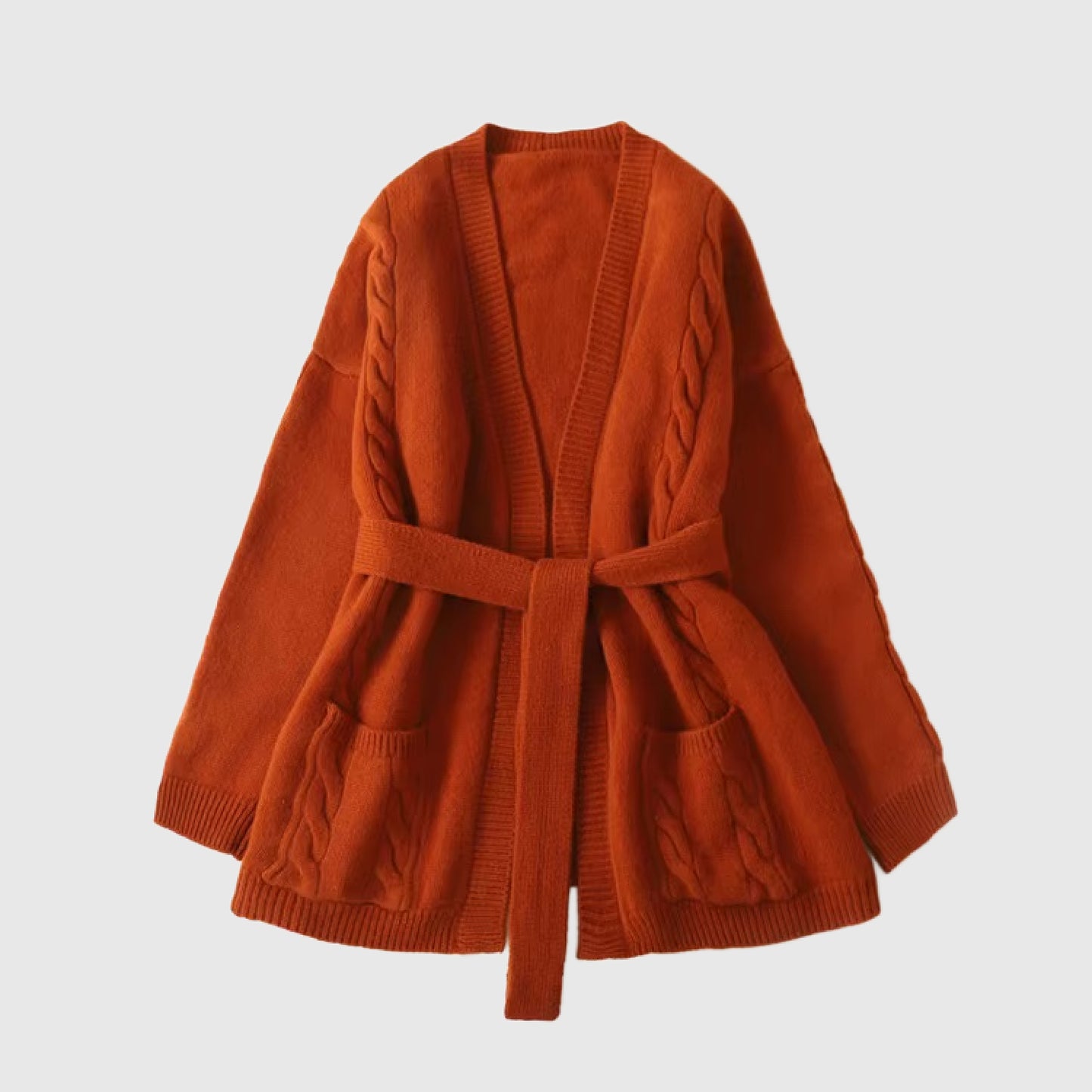 Belted merino wool cardigan with pockets | 3 Colors | Women's wool knitwear