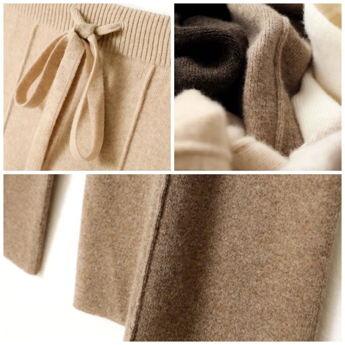 Wide leg drawstring pants | Women's merino wool casual clothing