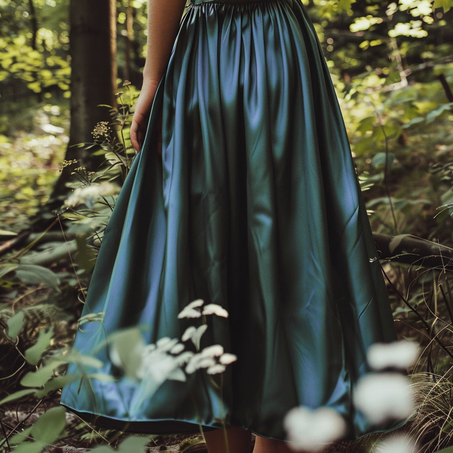 Long flare silk skirt | Summer skirt in natural silk