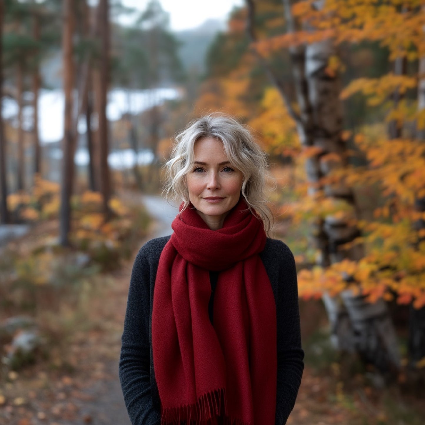 Long lambswool scarf with tassels | Winter wool scarves