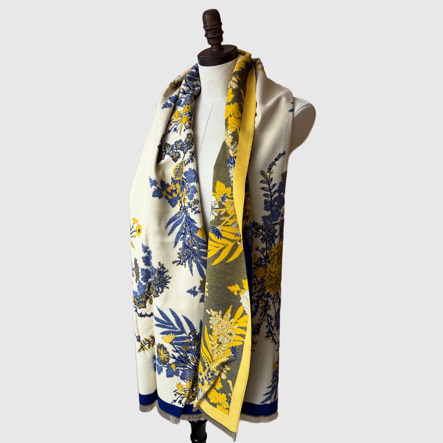 Oversized Floral Shawl Scarf | Merino Wool Blend Wrap