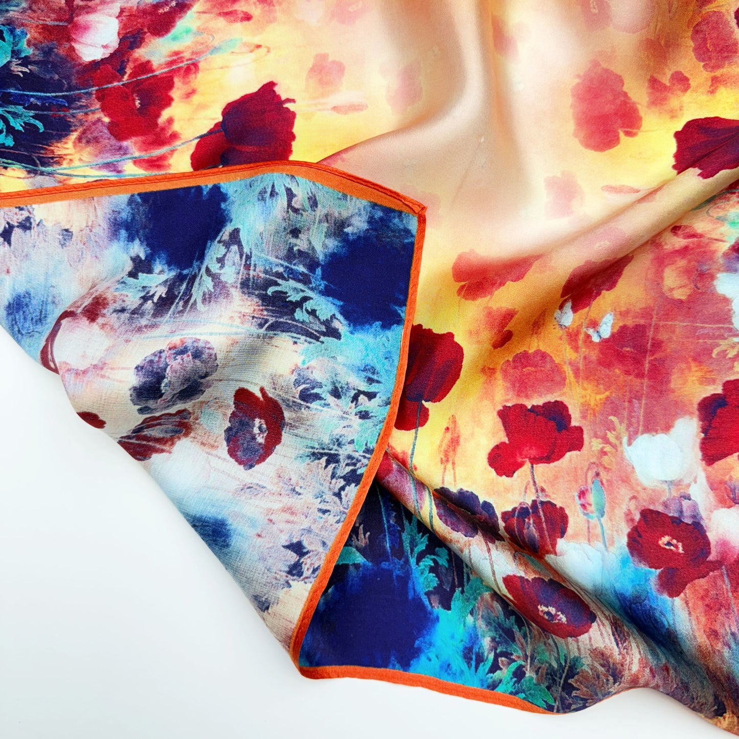 Red Poppies Floral Silk Neck Scarf | Silk Summer Necktie