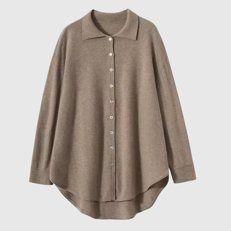 Cashmere Button-up Cardigan Shirt | Women’s cashmere knitwear